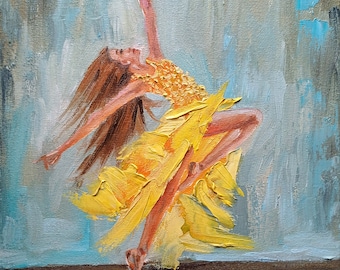 Ballerina Painting Woman Impasto Dancer Art Ballet Original Oil on Canvas 11"by8"