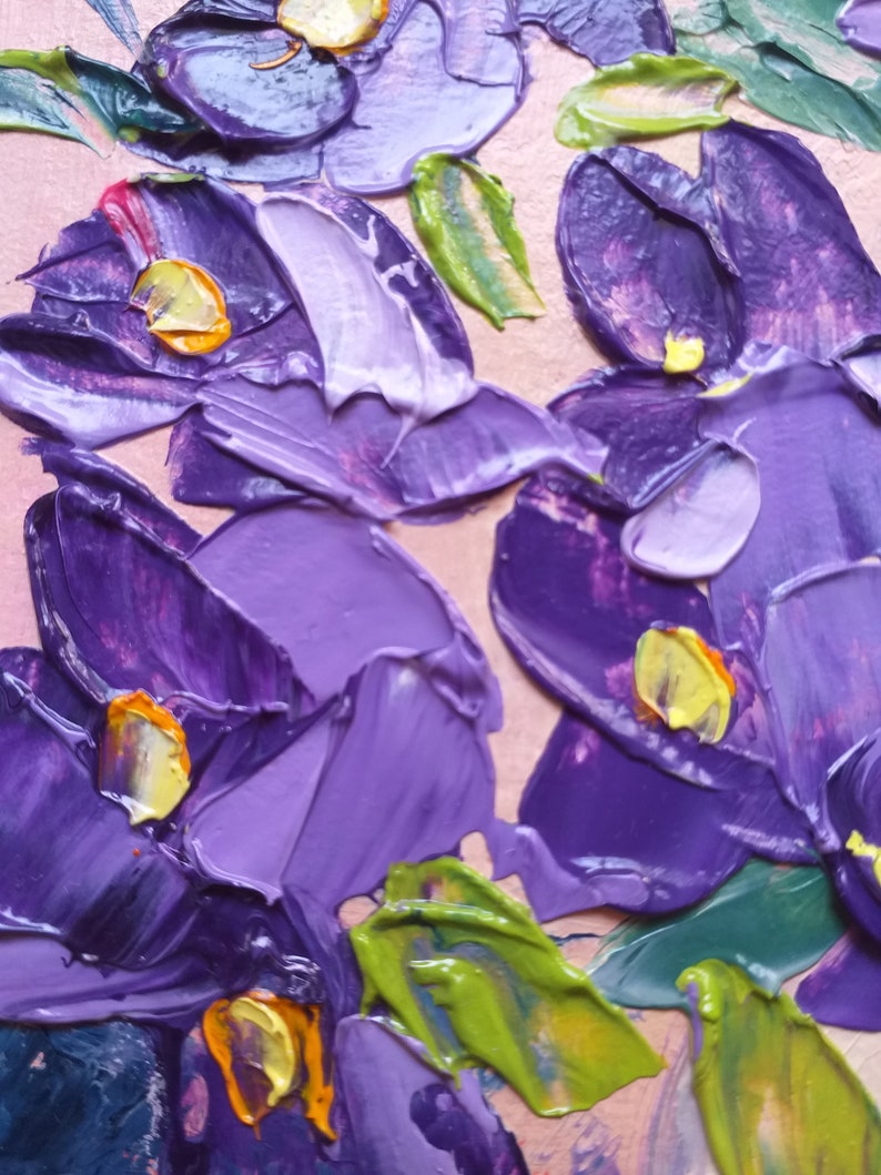 Pansy Painting Flowers Original Art Small Oil Painting Floral Still Life Impasto Artwork 6 by 6 by ZinaPainting image 10