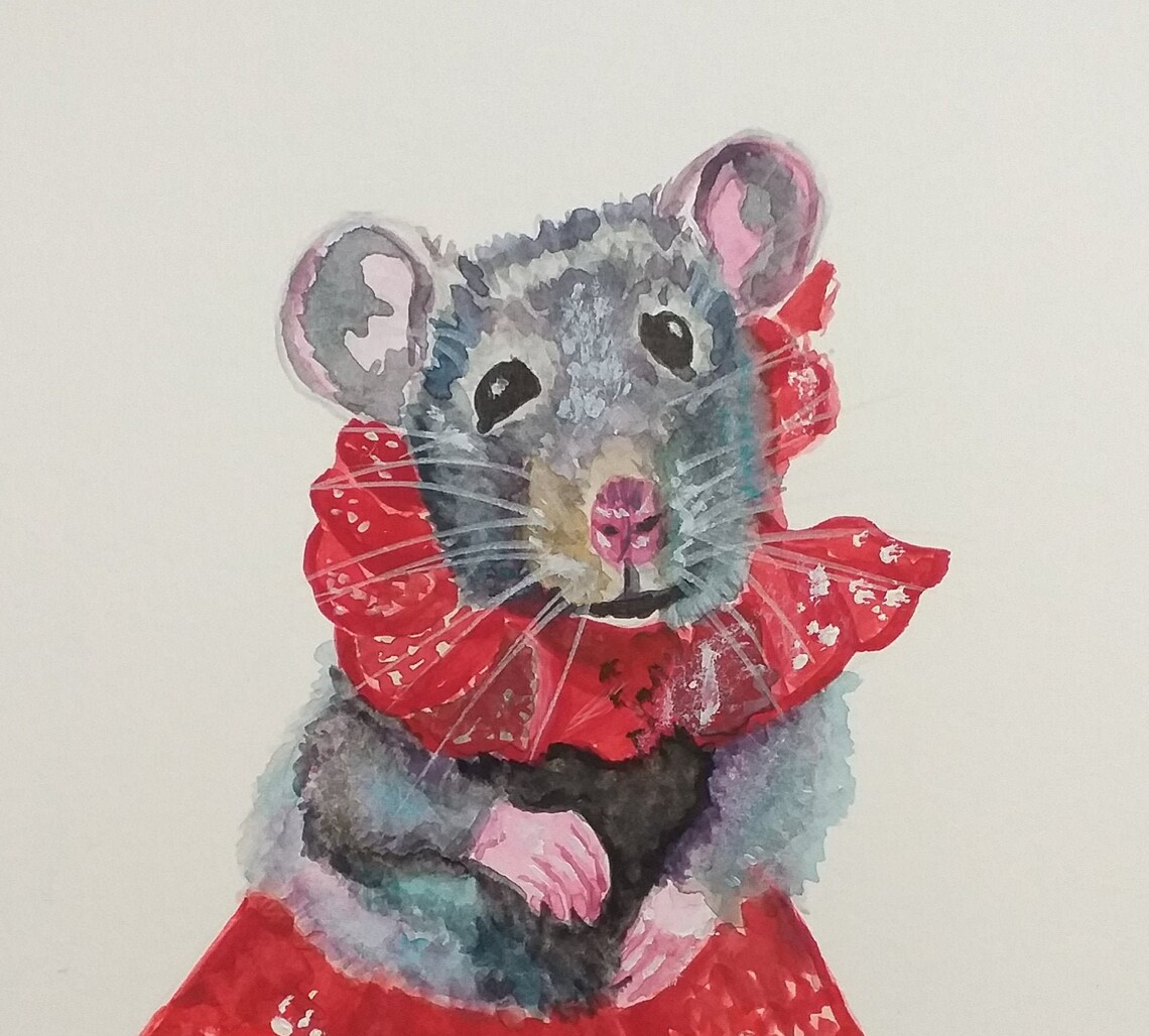 Rat Painting Animal Original Art Small Watercolor Painting Pet Etsy