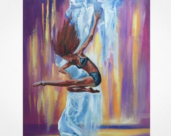 Dance Painting Ballerina Original Art Woman Oil Painting Canvas Balet Impasto Artwork 12" by 9" by ZinaPainting