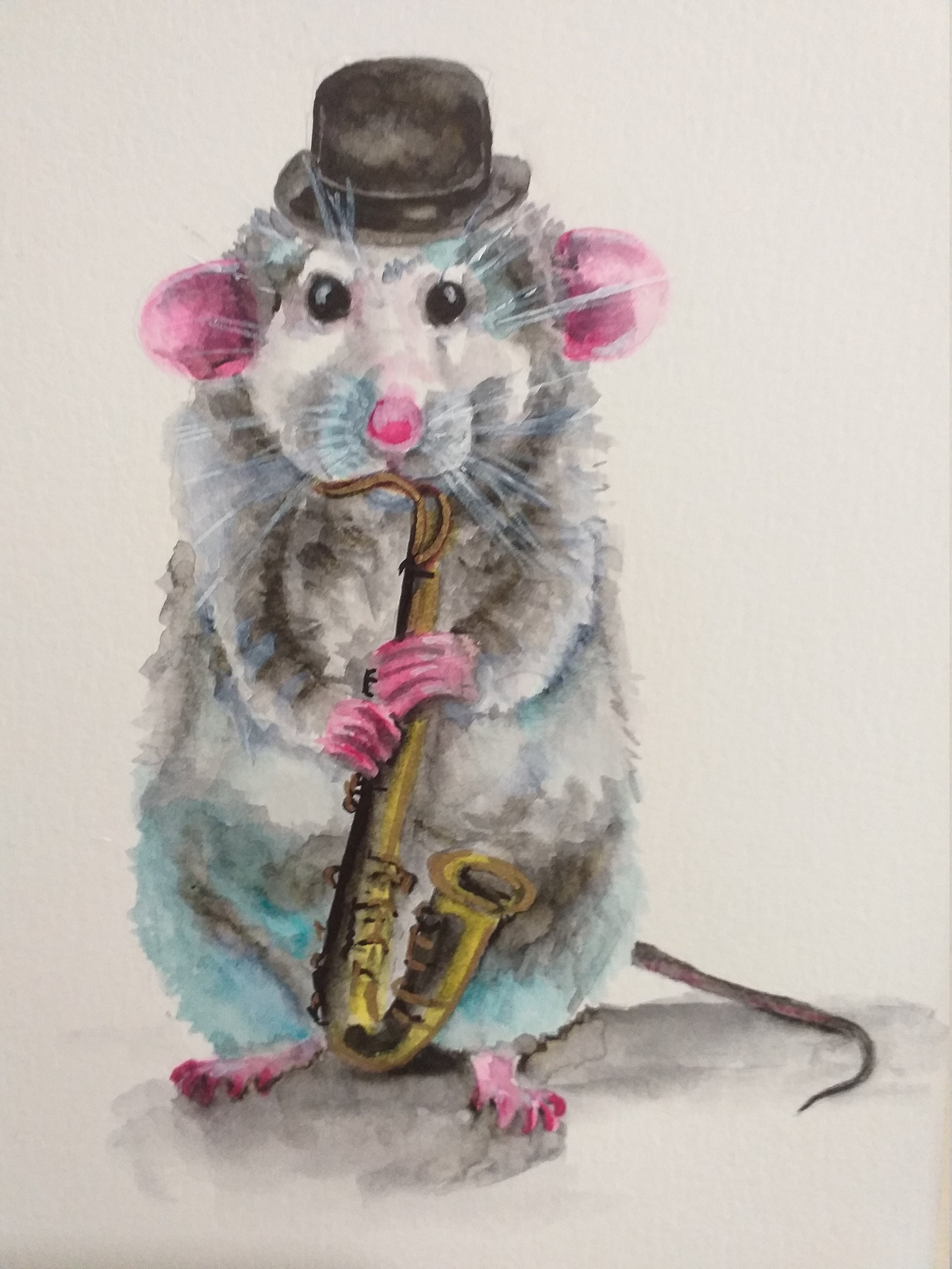 Rat Painting Pet Original Art Rat Watercolor Colorful Animal Etsy