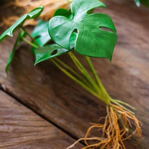 Monstera ceriman with root hair|Artificial greenery|Real Touch|Faux branch|Wedding Home shop Restaurant Decor|Table Centerpieces