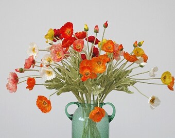 Poppy|1pcs with 4 Flowers|Table Centerpieces|Bride Bouquet|Artificial faux florals|Wedding Home Restaurant Hotel shop Decoration