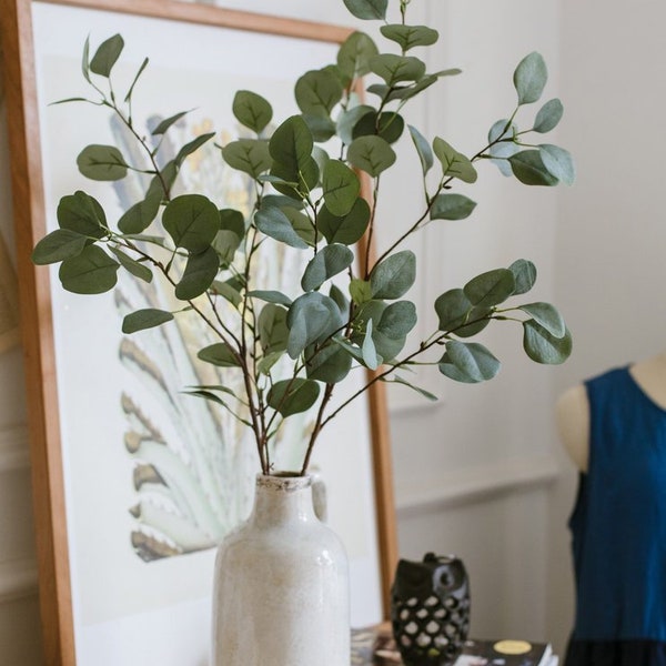 Eucalyptus artificiel de la plus haute qualité, fait main, soie imprimée en 3D, fausse verdure, mariages, décoration d'intérieur, restaurants, cadeau idéal pour les décorateurs d'intérieur