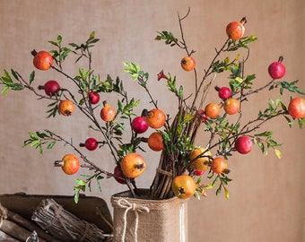 Pomegranate Branch Persimmon Tree|Artificial plants Faux greenery|Unbelievably realistic|Fake fruit|Wedding Home Restaurant Hotel Decoration