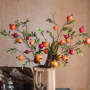 Pomegranate Branch Persimmon Tree|Artificial plants Faux greenery|Unbelievably realistic|Fake fruit|Wedding Home Restaurant Hotel Decoration