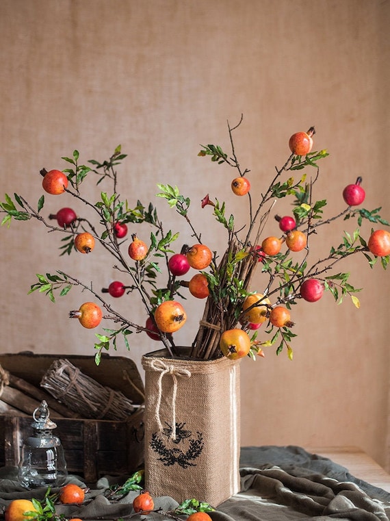 Pomegranate Branch Persimmon Treeartificial Plants Faux Etsy
