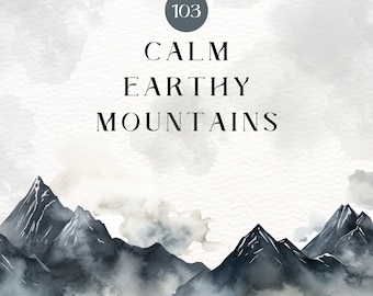 watercolor calm earthy mountains clipart,mountain borders,nature clipart,mountain scene,mountain creek,mountain view,landscape mountain