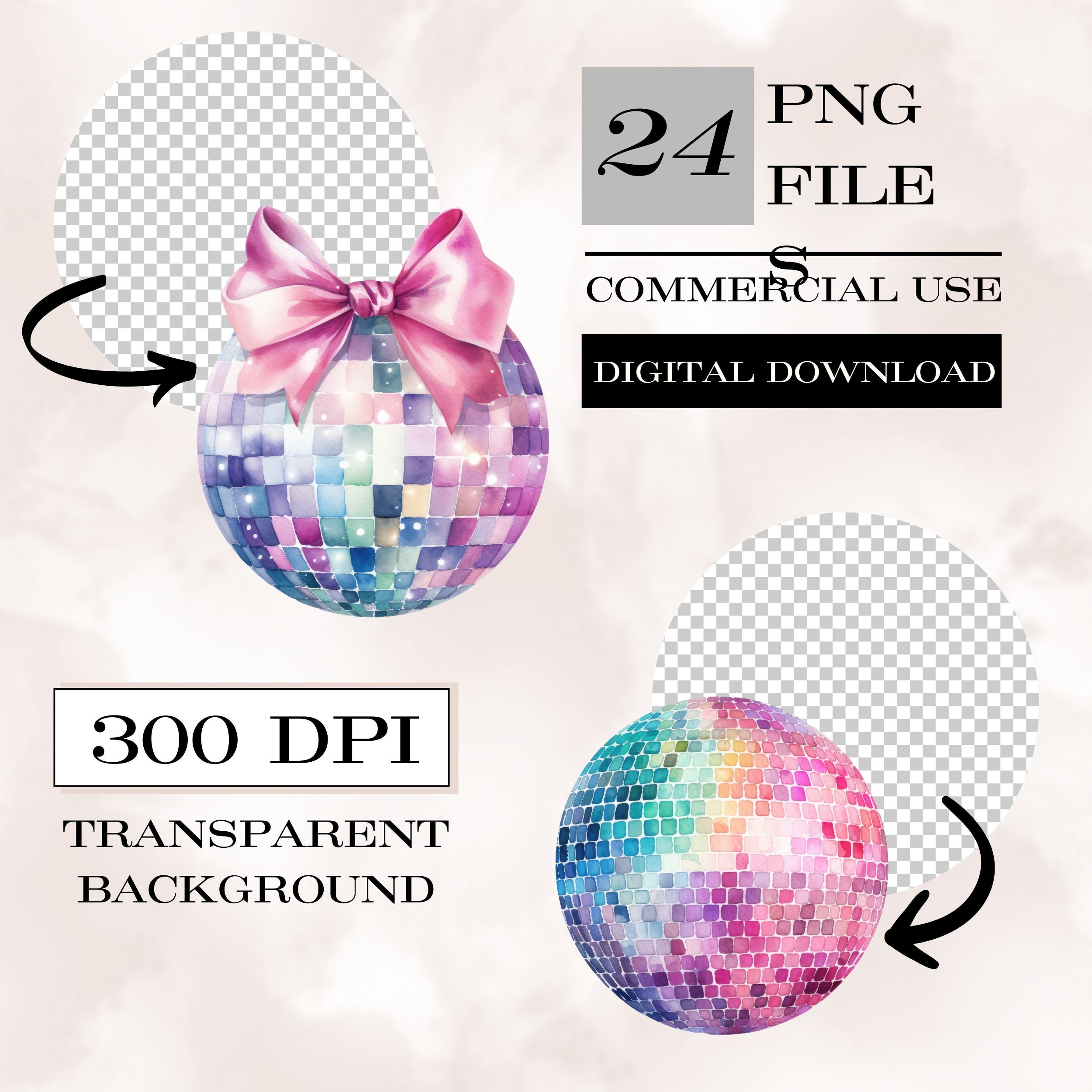 Watercolor Pastel Pink Disco Ball Png,retro Disco Ball,pastel Disco ...
