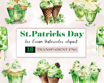 Watercolor St.Patrick Ice Cream png,matcha ice cream png,lucky png,shamrock ice cream png,saint patricks day png,lucky ice cream png