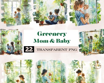 watercolor gardening mom png,mom and baby png,greenery png,mothers day clipart,gardening mom and kid clipart,mothers day card,gardening png