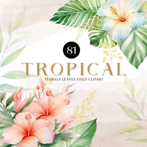 tropical watercolor clipart,tropical green gold clipart,tropical floral bouquet,tropical flowers png,tropical greenery png,tropical summer