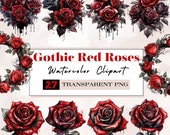 Watercolor Gothic Red Rose Clipart,red Roses Png,gothic Roses,dark