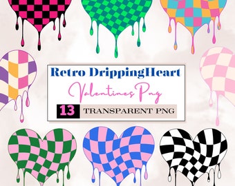 Retro Valentines dripping checkered heart png,retro checkered heart png,dripping heart png,valentines heart png,retro valentine,love png