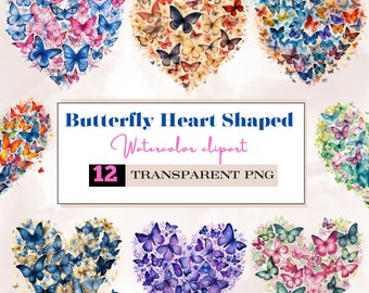 Watercolor butterfly heart shaped clipart, butterfly valentine png,butterfly with heart,butterfly clipart,butterfly png,butterfly clipart