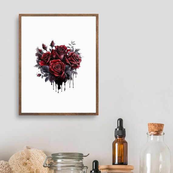 Watercolor Gothic Red Rose Clipart,red Roses Png,gothic Roses,dark