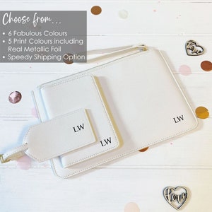 Regalos de San Valentín para ella, juego de viaje personalizado, funda de pasaporte con bolso de mano personalizado y etiqueta de equipaje, regalo para esposa y novia