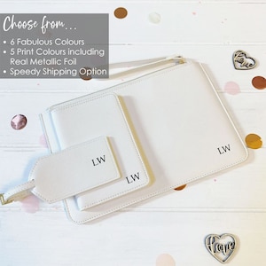 Christmas Gifts For Her, Bridesmaid Gift Personalised Passport Travel Set and Pouch, Personalised Passport Holder and Luggage Tag Gift Set image 1