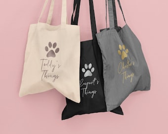 Personalised Dog Stuff Tote Bag, Dog Things Tote Bag, Dog Mum Gift, Gift for Dog Lover, Personalised Dog Gift, Pet Lover Gift, Dog Gift