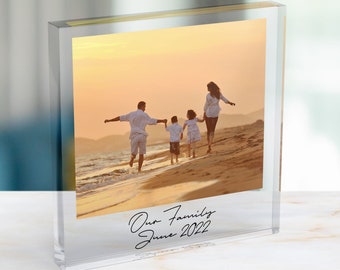 Personalised Photo Block, Freestanding Photo Gift, Custom Photo Block, Family Print, Family Print Frame, Mother's Day Gift with Gift Bag