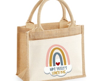 Lehrer Geschenk, Lehrer Lunch Bag, personalisierte Jute Lunch Bag, Monogramm Lunch Bag, personalisierte Lunch Bag, Umweltfreundliche Lunch Bag, Lunch Bag