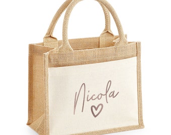 Sac à lunch personnalisé en jute, Sac à lunch prénom, Sac à lunch personnalisé, Sac à lunch écologique, Sac à lunch, Cadeaux pour la fête des Mères, Cadeau pour elle