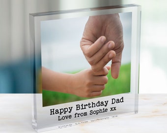 Regalo fotográfico personalizado para papá, regalo de Navidad para papá, regalo de recuerdo fotográfico para papá, regalo de hija, hijo, regalo de cumpleaños para papá, Bloque acrílico