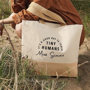 Sac fourre-tout personnalisé pour professeur C'est une bonne journée pour enseigner à de petits humains, cadeau de remerciement pour professeur, cadeau d'appréciation pour professeur, nom personnalisé, cadeau TA