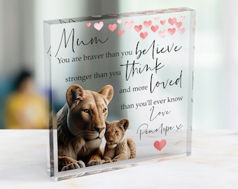 Personalised Gift for Mum, Gift For Mummy, Gift for Mom, Daughter to Mother Gift, Birthday Gift for Mum, Lioness with Cub Themed, Mum Gifts