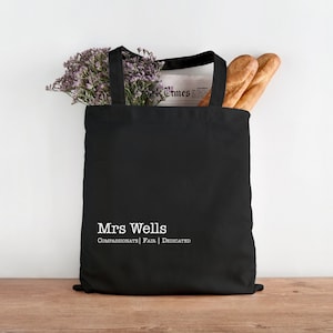 Sac fourre-tout personnalisé pour professeur, sac fourre-tout pour professeur, cadeau de fin d'études, cadeau pour professeur, cadeaux pour professeurs, sac fourre-tout en toile de remise des diplômes, école