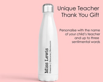 Custom Teacher Water Bottle | Personalised Thank You Gift for Teachers TA| Teacher Appreciation Gift | Insulated & Leak-Proof Water Bottle