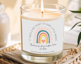 Candela di ringraziamento per l'insegnante, regalo profumato personalizzato, candela arcobaleno per la scuola materna, regalo di fine trimestre, regalo personalizzato per l'insegnante, opzione confezione regalo