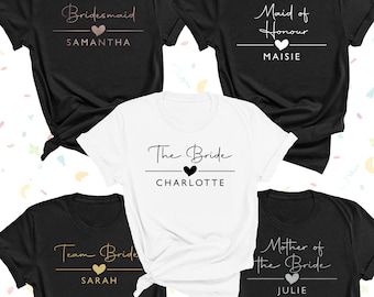 Bachelorette Party Shirts, Bride Gift Team Bride Shirt, Hen Party Wedding Party Tshirt, Personalised Hen Party T Shirts, Bridal Party Shirts