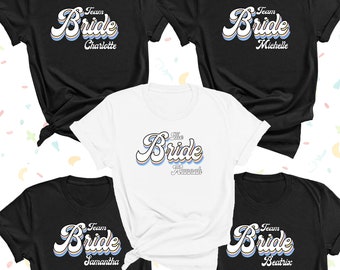 Bachelorette Party t-shirts - Hen party Tee's for the Bride Tribe, Team Bride T Shirts - Bridal Party Shirts, Tops for Hen Party, Retro Ts