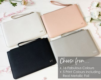 Gepersonaliseerde clutch bag, gepersonaliseerde tas, monogram cadeau voor haar, bruidsmeisje aanwezig, aangepast bruidsmeisje cadeau, aangepast eerste zakje