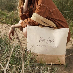 Sac fourre-tout personnalisé pour professeur, sac fourre-tout pour professeur, cadeau de fin d'études, cadeau pour professeur, cadeaux pour professeurs, sac fourre-tout en toile de remise des diplômes, école