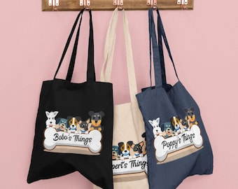 Personalised Dog Tote Bag, Custom Dogs Name Bag, Dog Bag for Life, Personalised Puppy Bag, Tote Bag, Canvas Bag, Custom Puppy Bag, Dog Totes