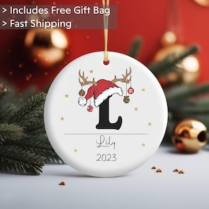 Enfeite de nome de letra de Natal personalizado, enfeite de família 2024, enfeite inicial personalizado, enfeite de Natal personalizado