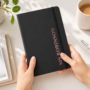 Personalised Teacher Notebook, Custom Name Foil A5 Journal, Thank You Teacher Gift for End of Term