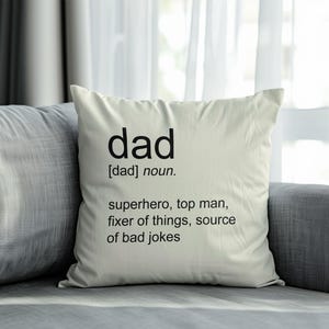 Funda de cojín personalizada con la frase "Papá", con la definición del diccionario "Papá", regalo para el día del padre, regalos para papá, regalos divertidos para papá, solo funda