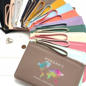 Personalised Travel Document Wallet, Family Passport Holder, Vegan Leather Travel Folder, Custom Passport Pouch, Travelling Gift image 3