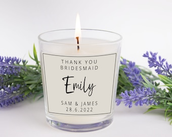 Wedding Day, Thank you Bridesmaid Candle with Gift Box, Personalised Bridesmaid Gift Candle, Thank You Maid of Honour Gift