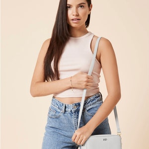 Personalised Vegan Leather Cross Body Bag, Detachable Straps, Birthday Gift For Her, Wife Gift, Monogrammed Faux Leather Crossbody Bag Gift image 2