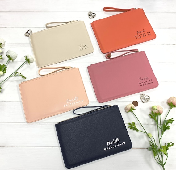 Custom Bridesmaid Clutch Bag Personalized Maid of Honour Bag Personalised Bridesmaid Pouch Wedding Role with Name Clutch Bag Gift Bag
