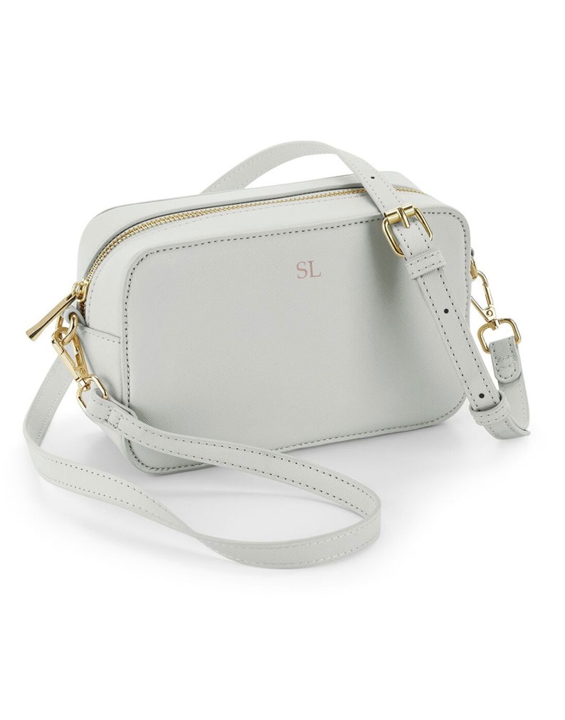 Personalised Vegan Leather Cross Body Bag, Detachable Straps, Birthday Gift For Her, Wife Gift, Monogrammed Faux Leather Crossbody Bag Gift image 8