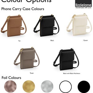 Personalised Mobile Phone Case Wallet 2 in 1 Shoulder Bag, Vegan Leather Bag Crossbody Bag, Women Purse, Gift for Her, Gifts for Mum, 5 Cols image 6