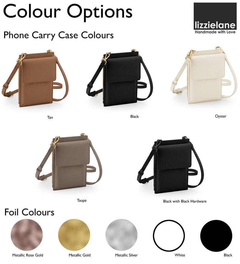 Personalised Mobile Phone Case Wallet 2 in 1 Shoulder Bag, Vegan Leather Bag Crossbody Bag, Women Purse, Gift for Her, Gifts for Mum, 5 Cols image 6