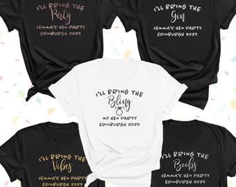 I'll Bring the Bling Rude Funny Hen Party Bachelorette Shirt, Personalised Bridal Party Tops, Girls Trip Tees, Custom Bridesmaid T-Shirts