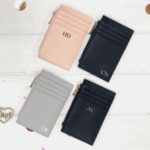 Borsa monogramma, titolare della carta personalizzato, portafoglio da donna, regalo di ringraziamento personalizzato, portafoglio minimalista, regalo per lei, regalo per moglie