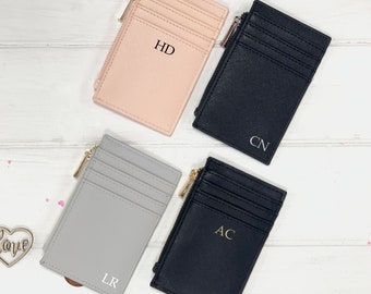 Porte-monnaie monogramme, porte-cartes personnalisé, portefeuille pour femme, cadeau de remerciement personnalisé, portefeuille minimaliste, cadeau pour elle, cadeau pour femme